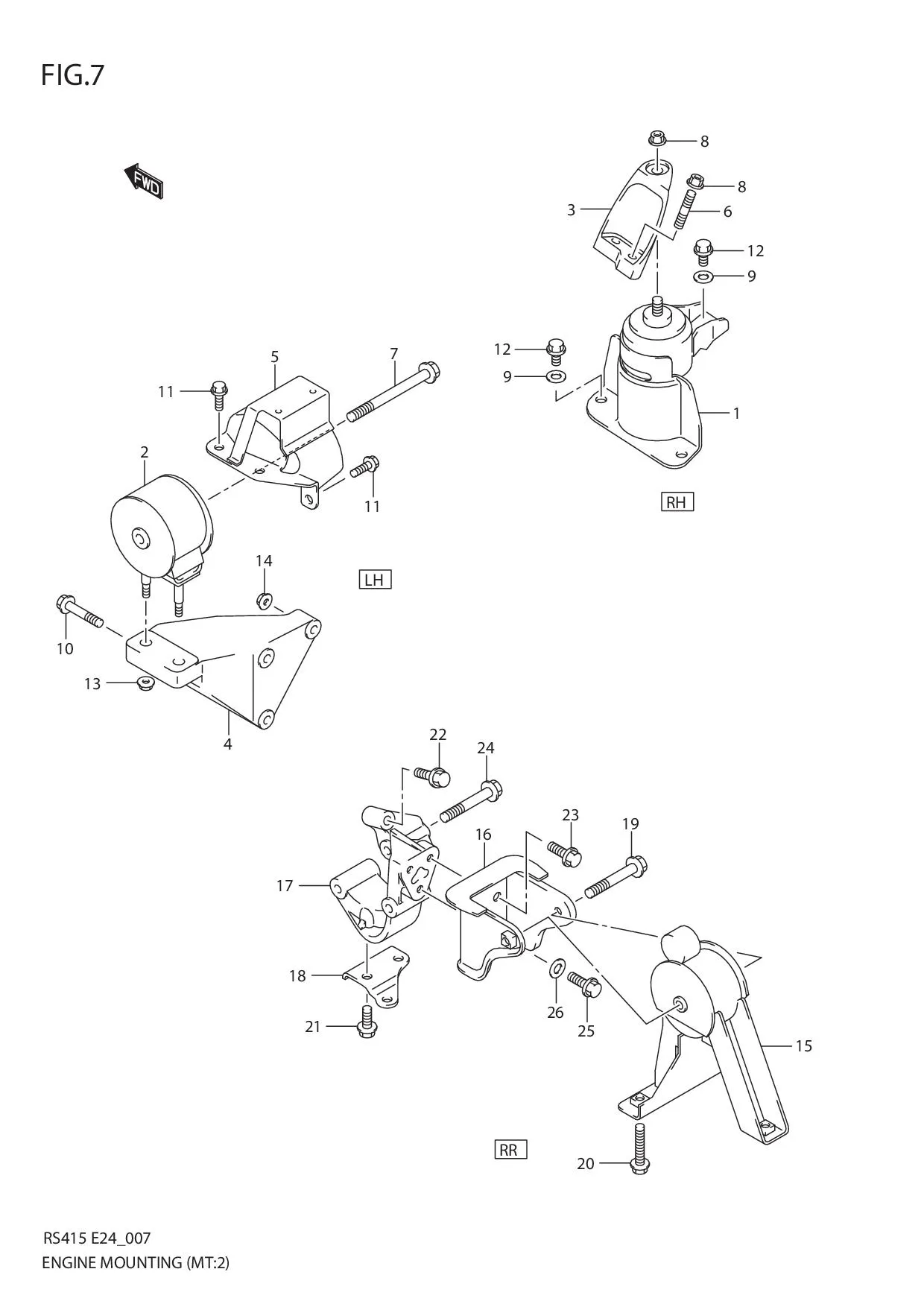 FIG.7 ENGINE MOUNTING (MT:RS415)