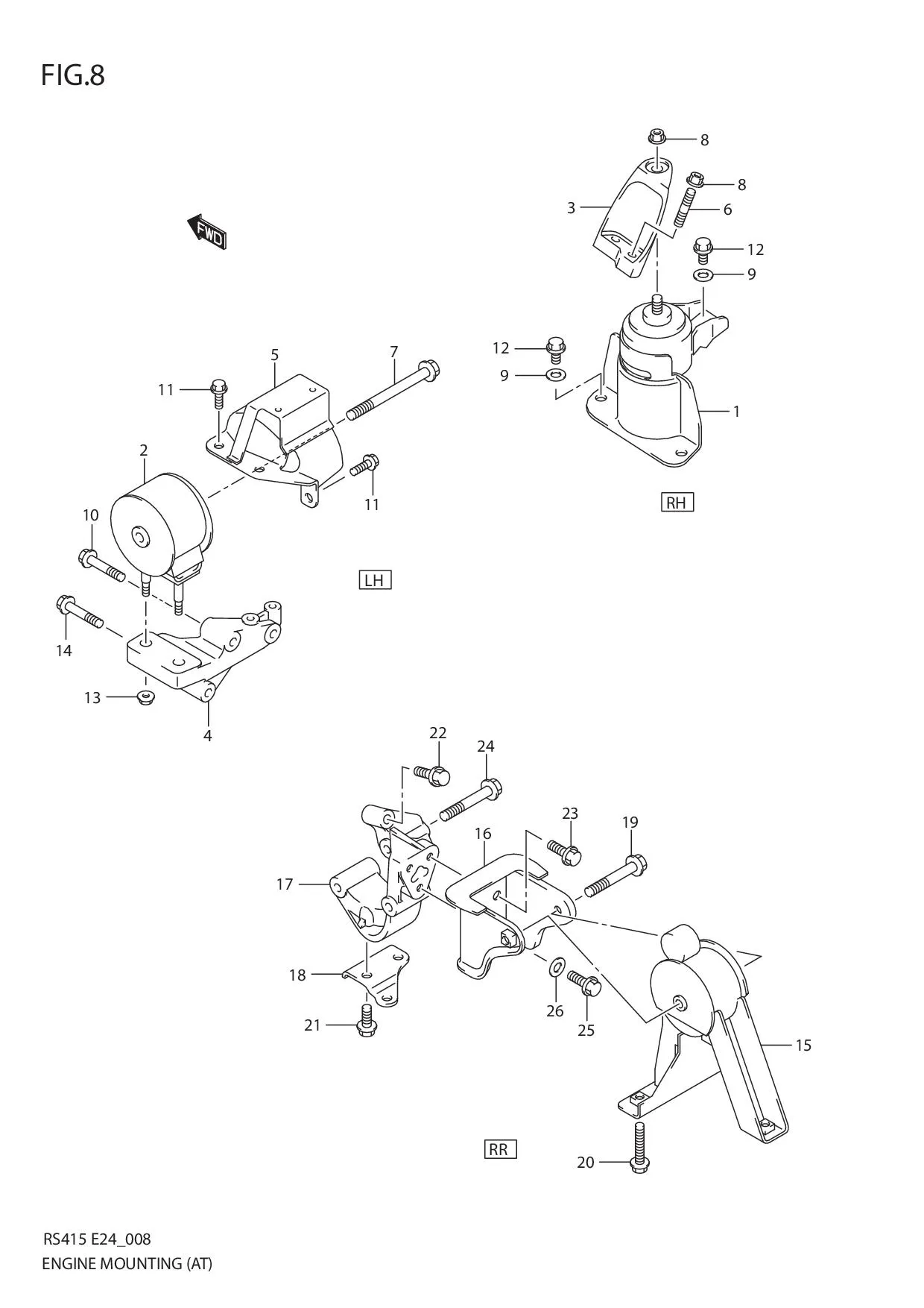 FIG.8 ENGINE MOUNTING (AT)
