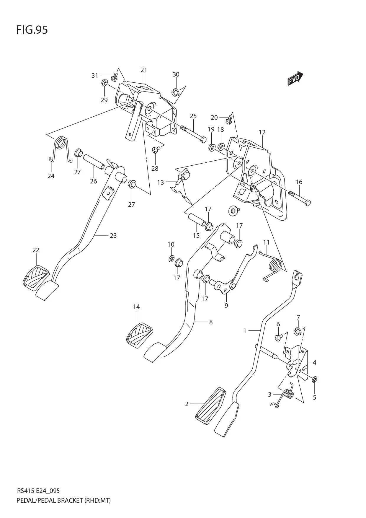 FIG.95 PEDAL/PEDAL BRACKET (RHD:MT)