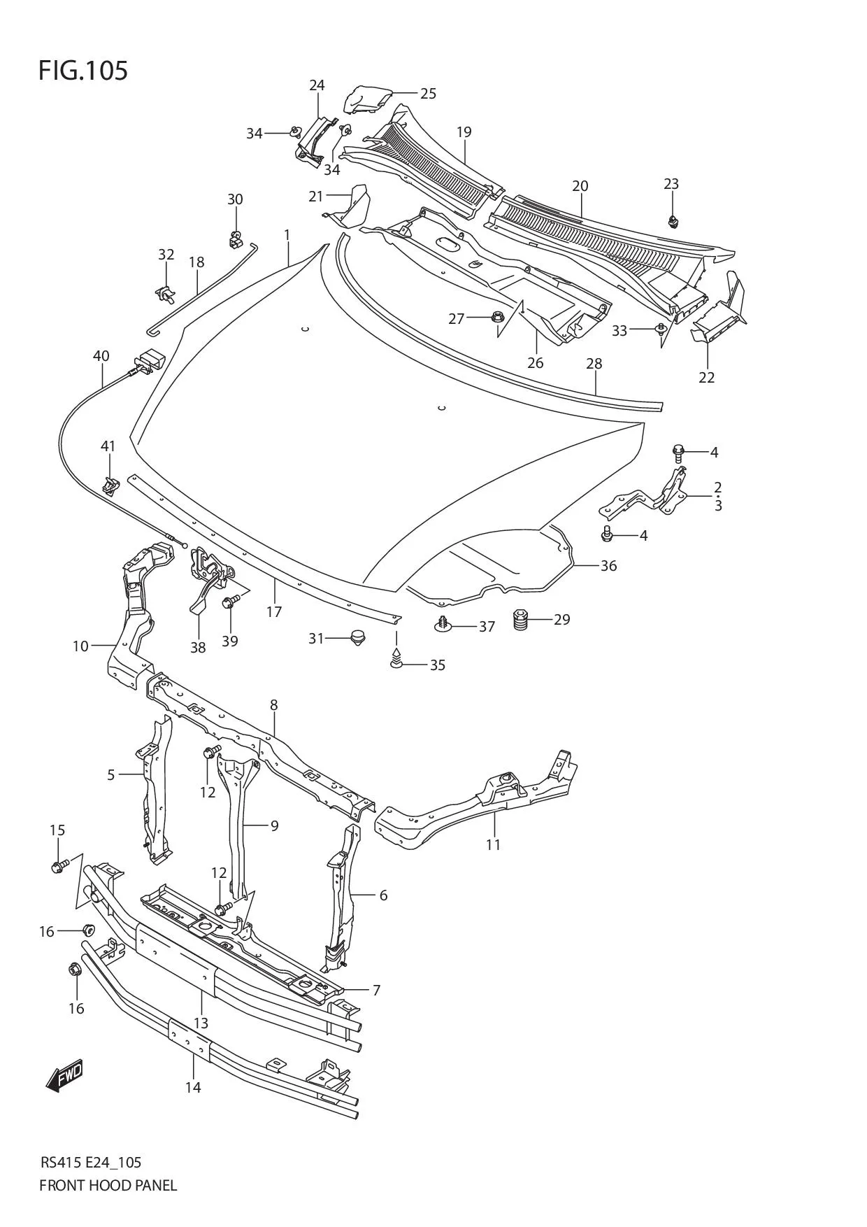 FIG.105 FRONT HOOD PANEL