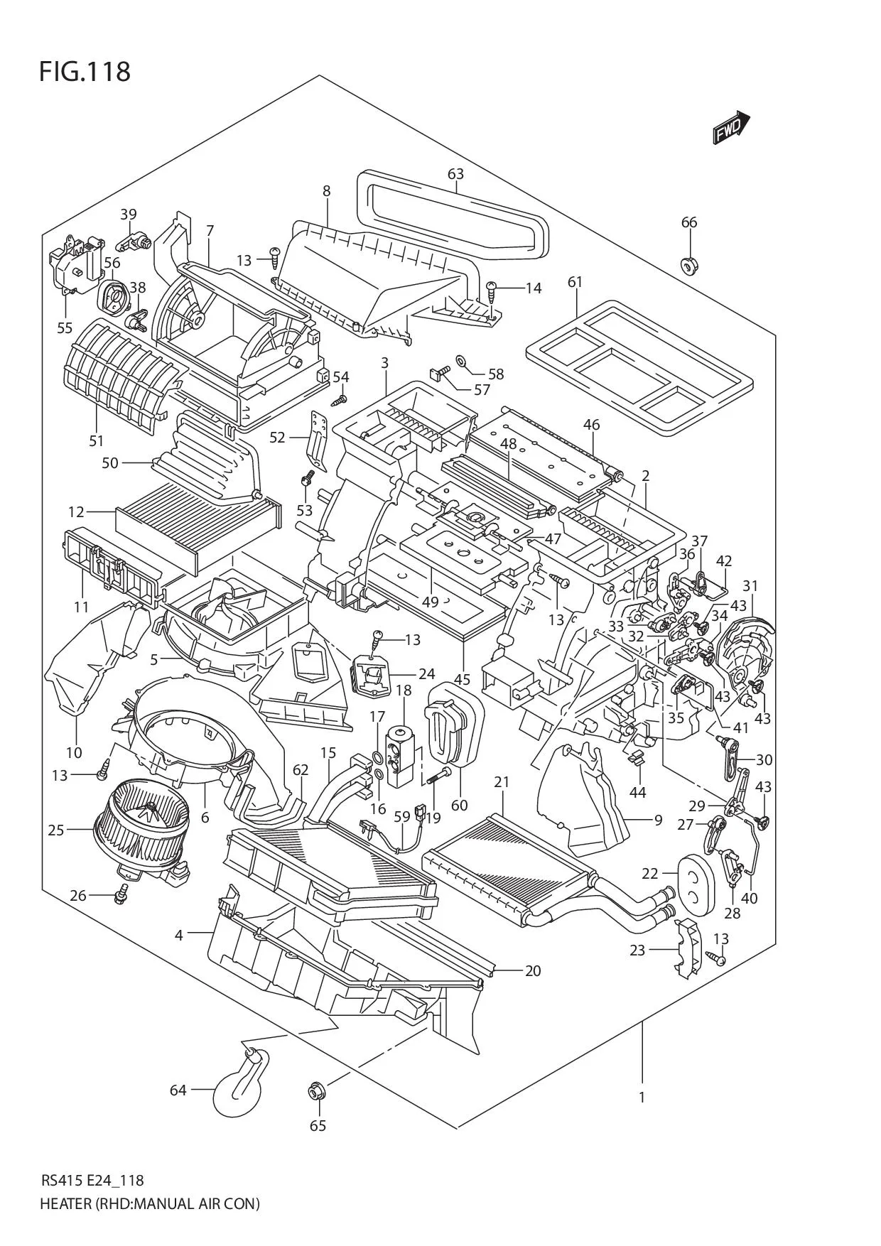 FIG.118 HEATER (RHD:MANUAL AIR CON)