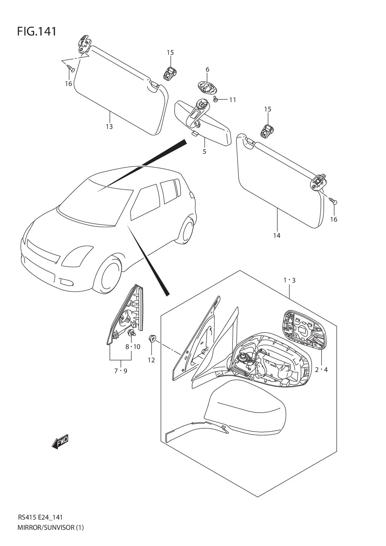 FIG.141 MIRROR/SUNVISOR (LHD)