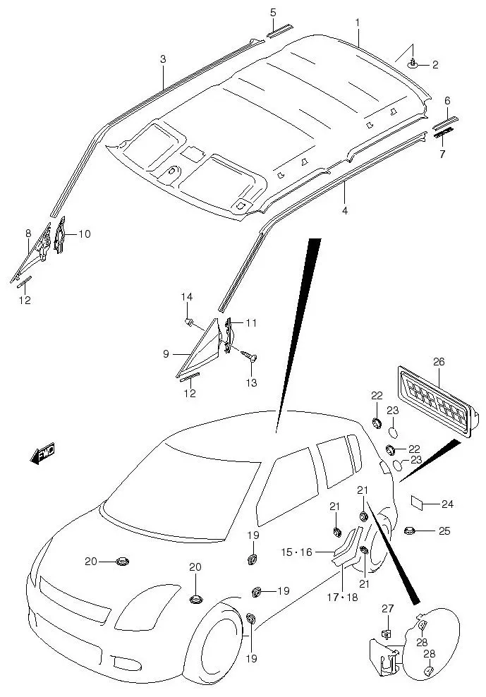 FIG.97 ROOF LINING/ROOF MOLDING