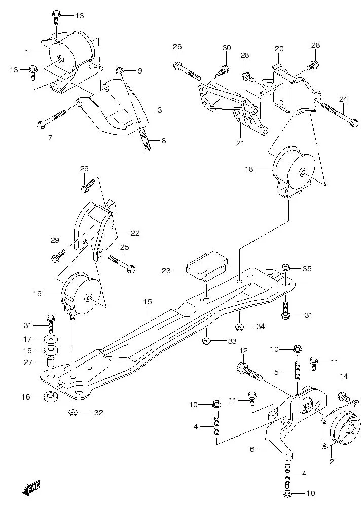 FIG.6 ENGINE MOUNTING (AT)