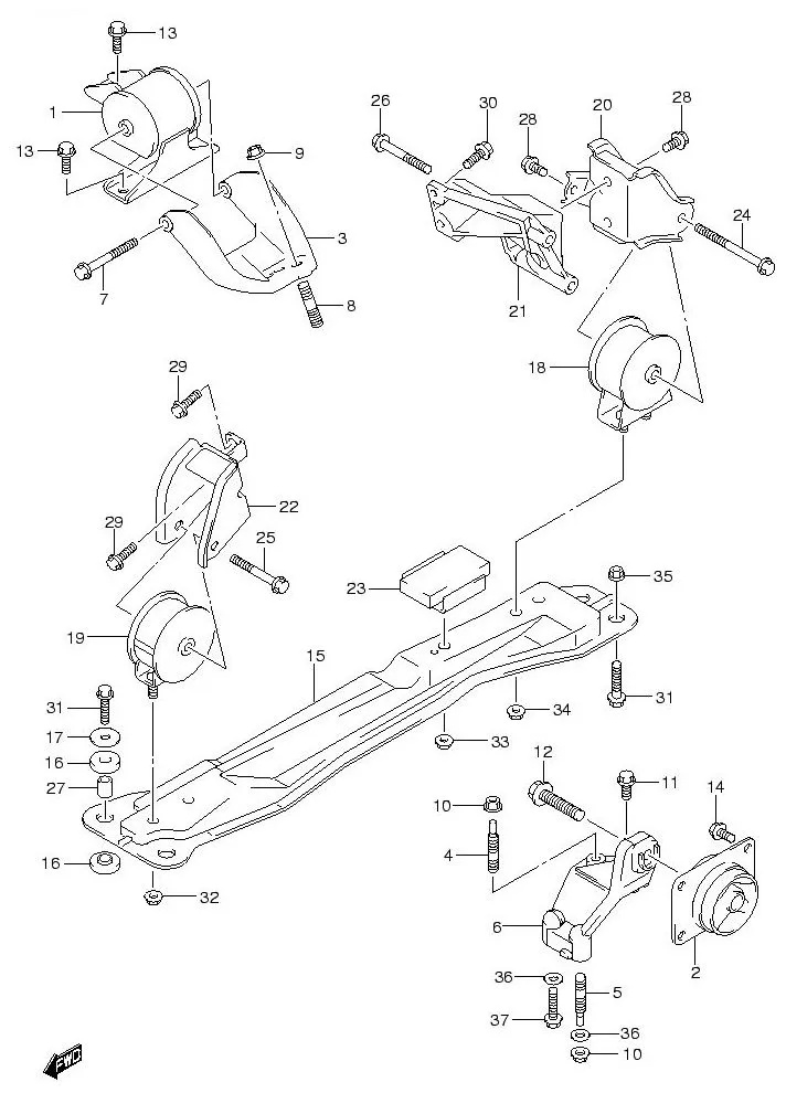 FIG.5 ENGINE MOUNTING (MT)