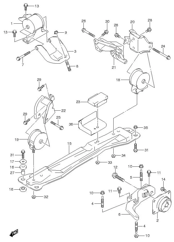 FIG.6 ENGINE MOUNTING (AT)