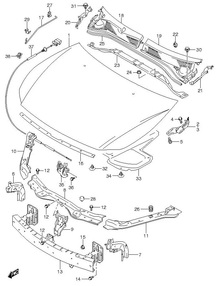 FIG.90 FRONT HOOD ANEL