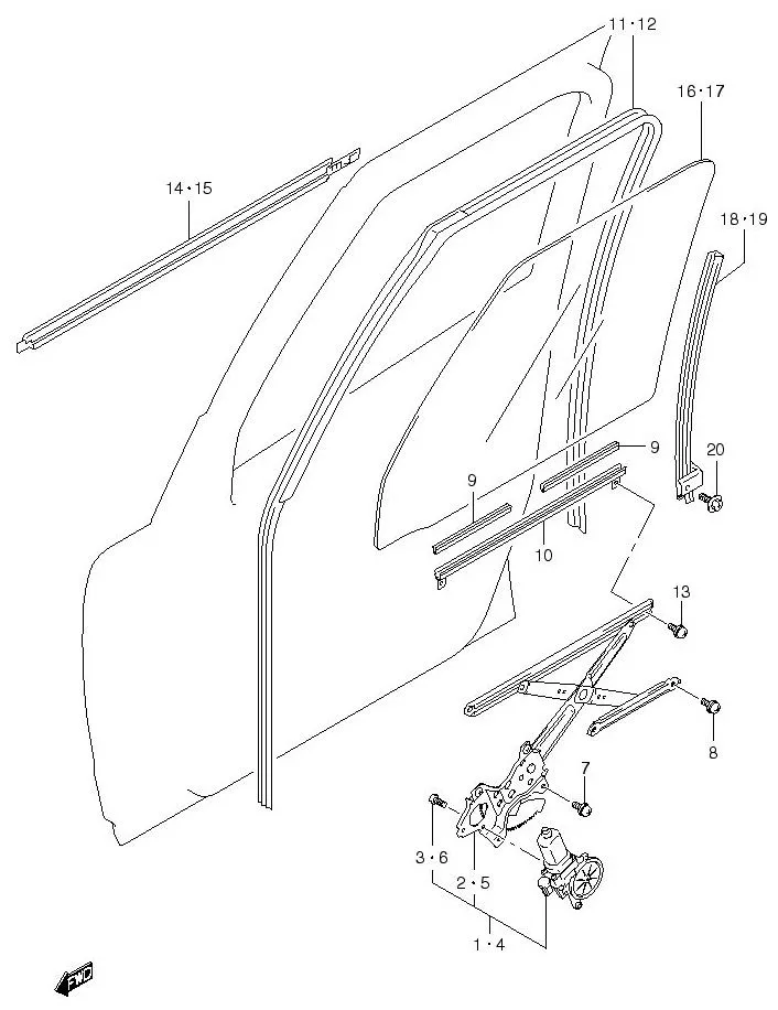 FIG.123 FRONT DOOR REGULATOR