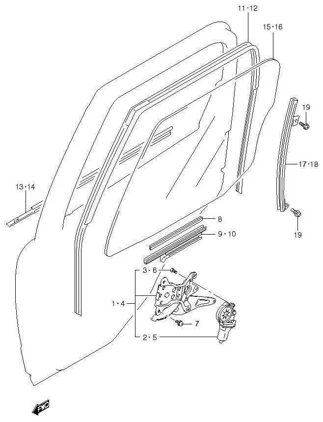 FIG.129 REAR DOOR REGULATOR (5DR)