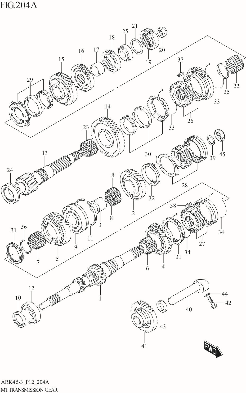 FIG. 204A MT TRANSMISSION GEAR (5MT)