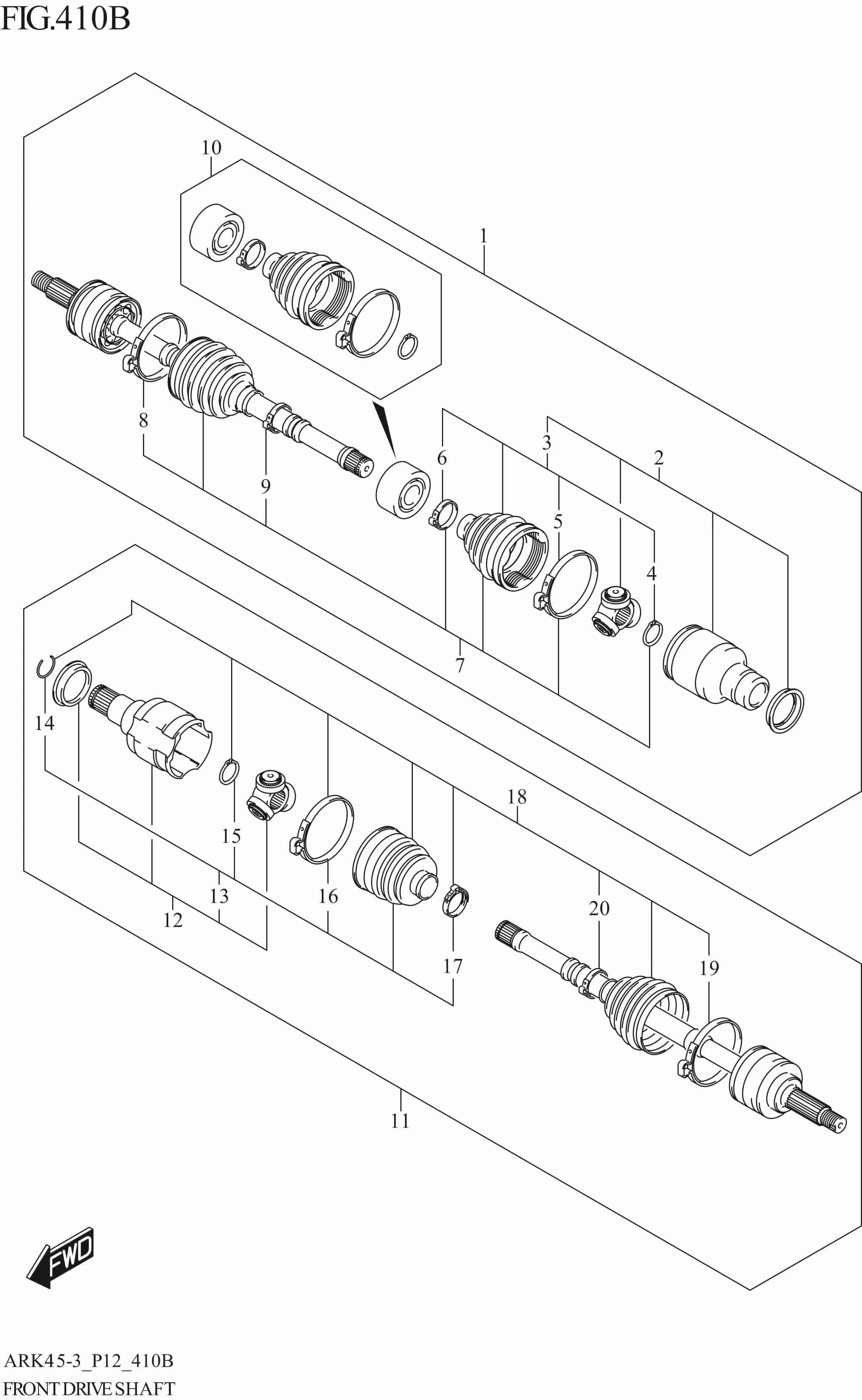 FIG. 410B FRONT DRIVE SHAFT (4AT)