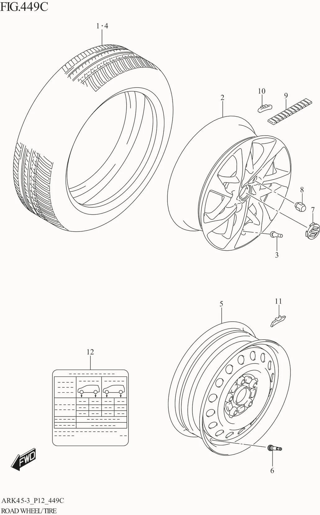 FIG. 449C ROAD WHEEL/TIRE (ERTIGA:(GX,GX_LTD))