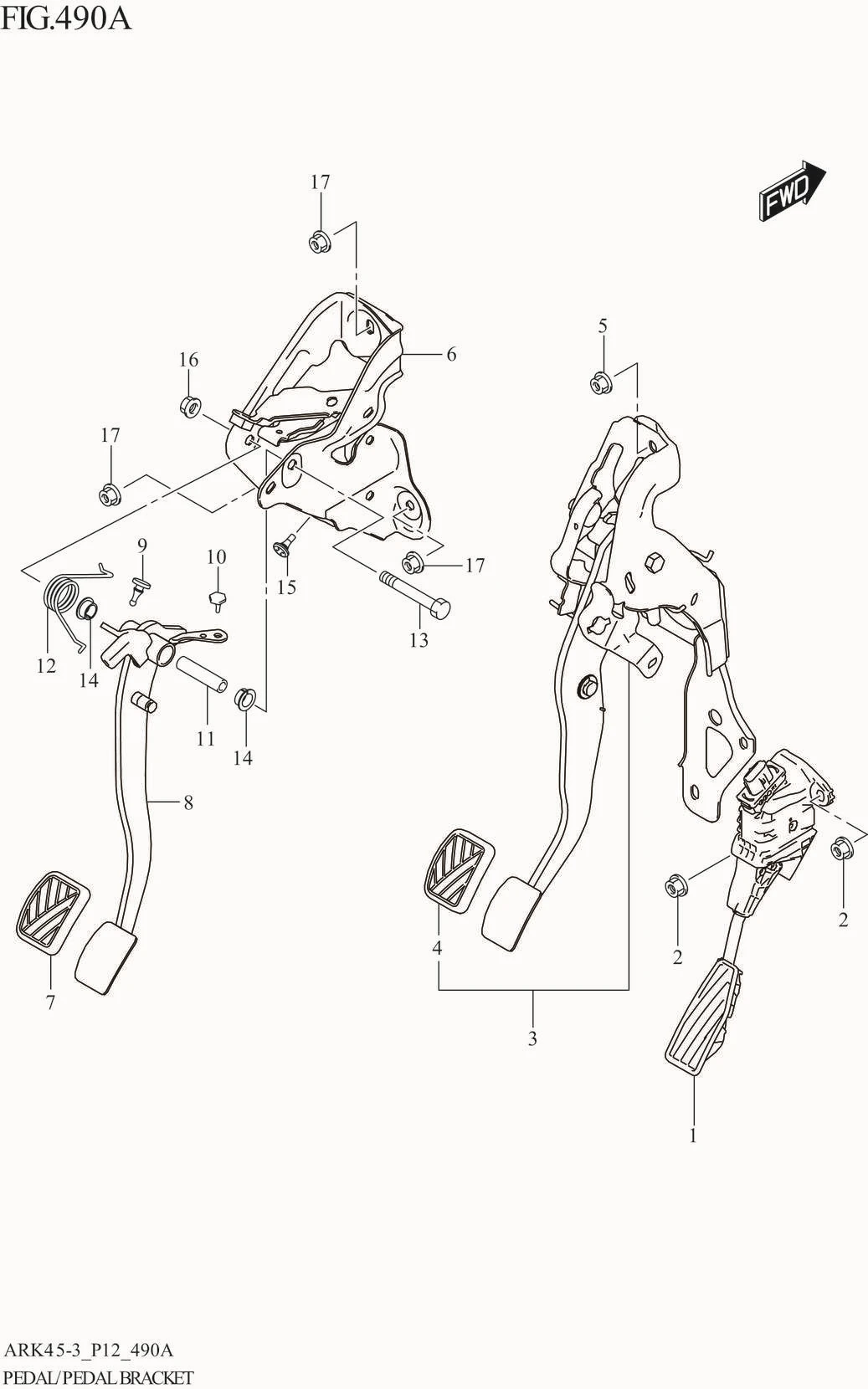 FIG. 490A PEDAL/PEDAL BRACKET (5MT)