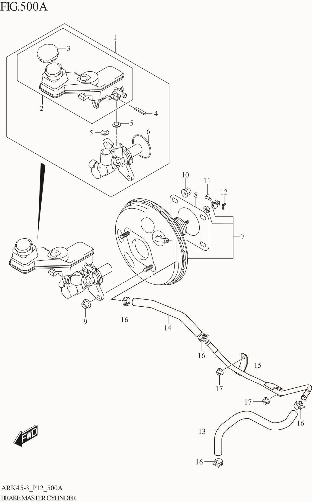 FIG. 500A BRAKE MASTER CYLINDER (5MT)