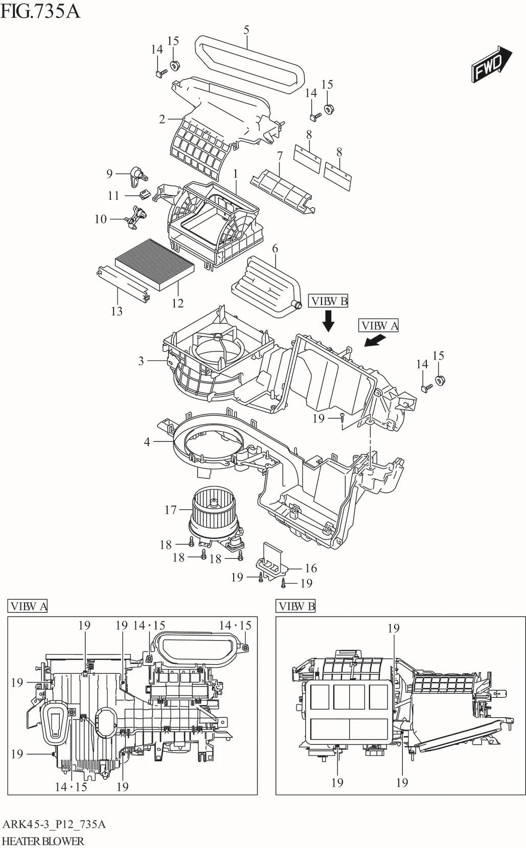 FIG. 735A HEATER BLOWER (GA:SEE NOTE)