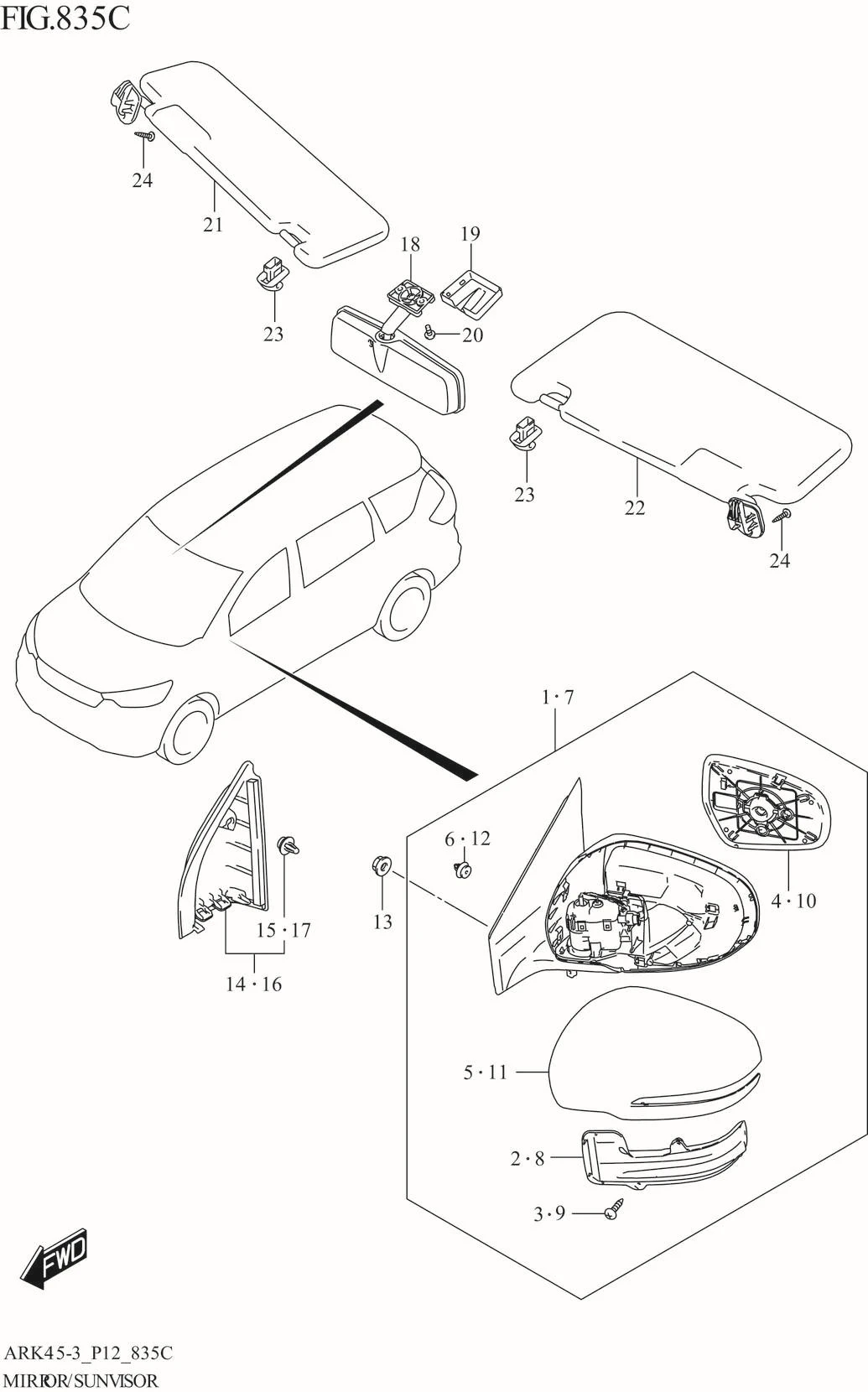 FIG. 835C MIRROR/SUNVISOR (GX,GX_LTD)