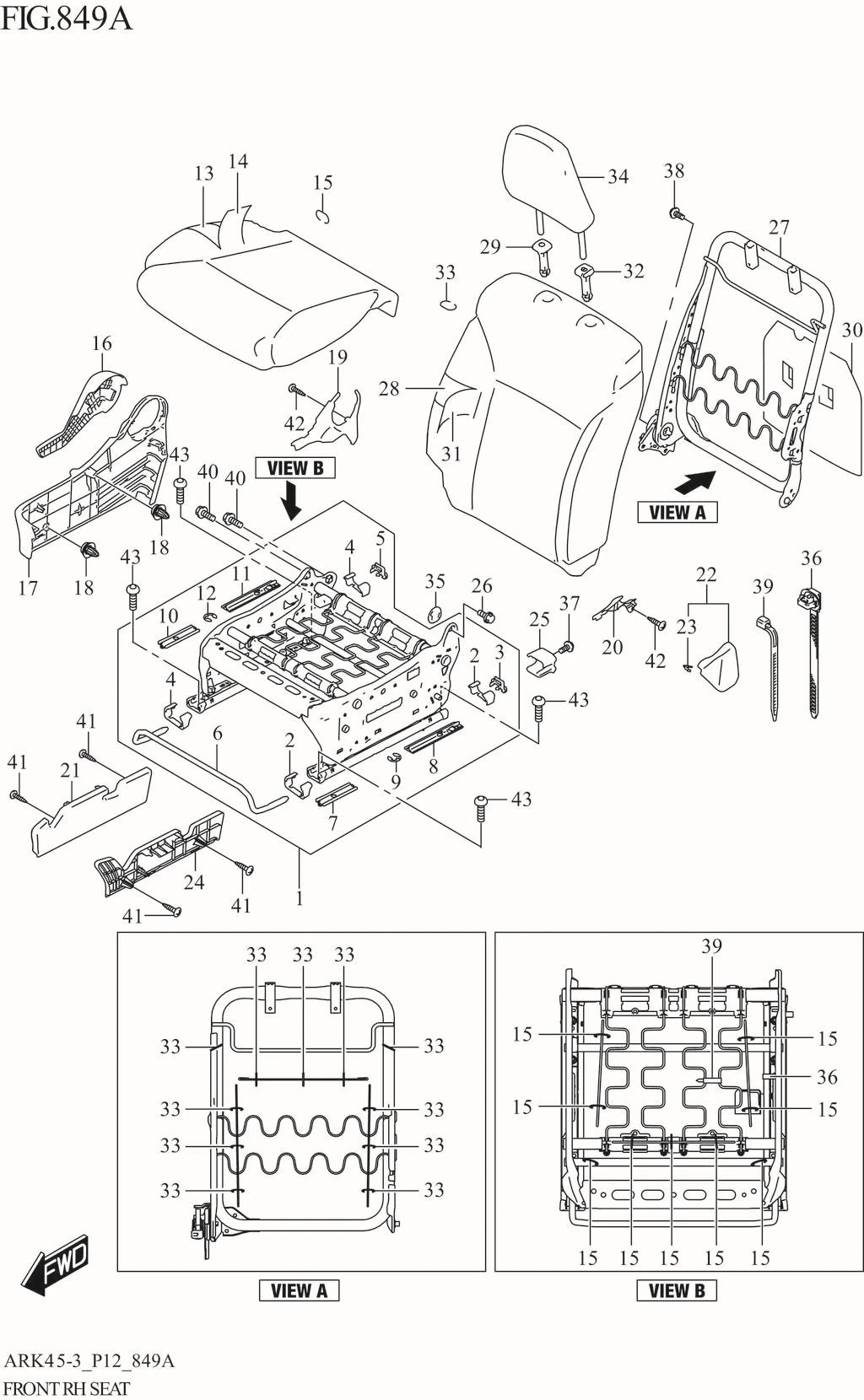 FIG. 849A FRONT RH SEAT (GA,GL)