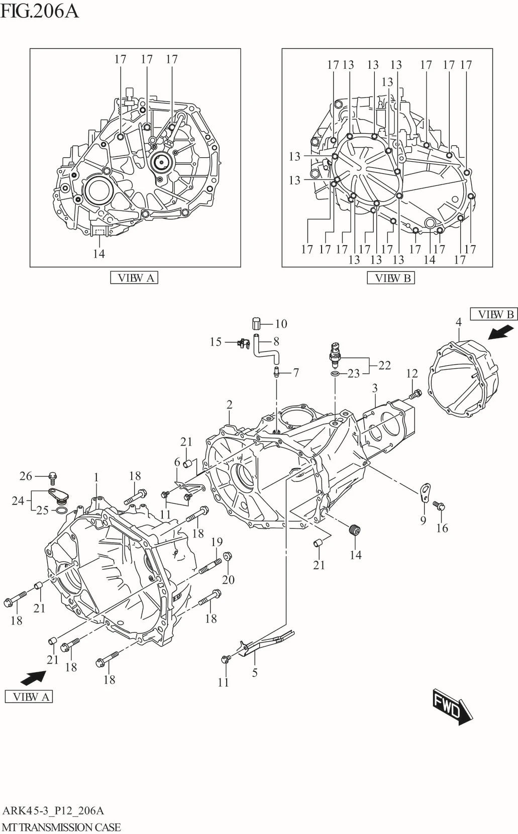 FIG. 206A MT TRANSMISSION CASE (5MT)