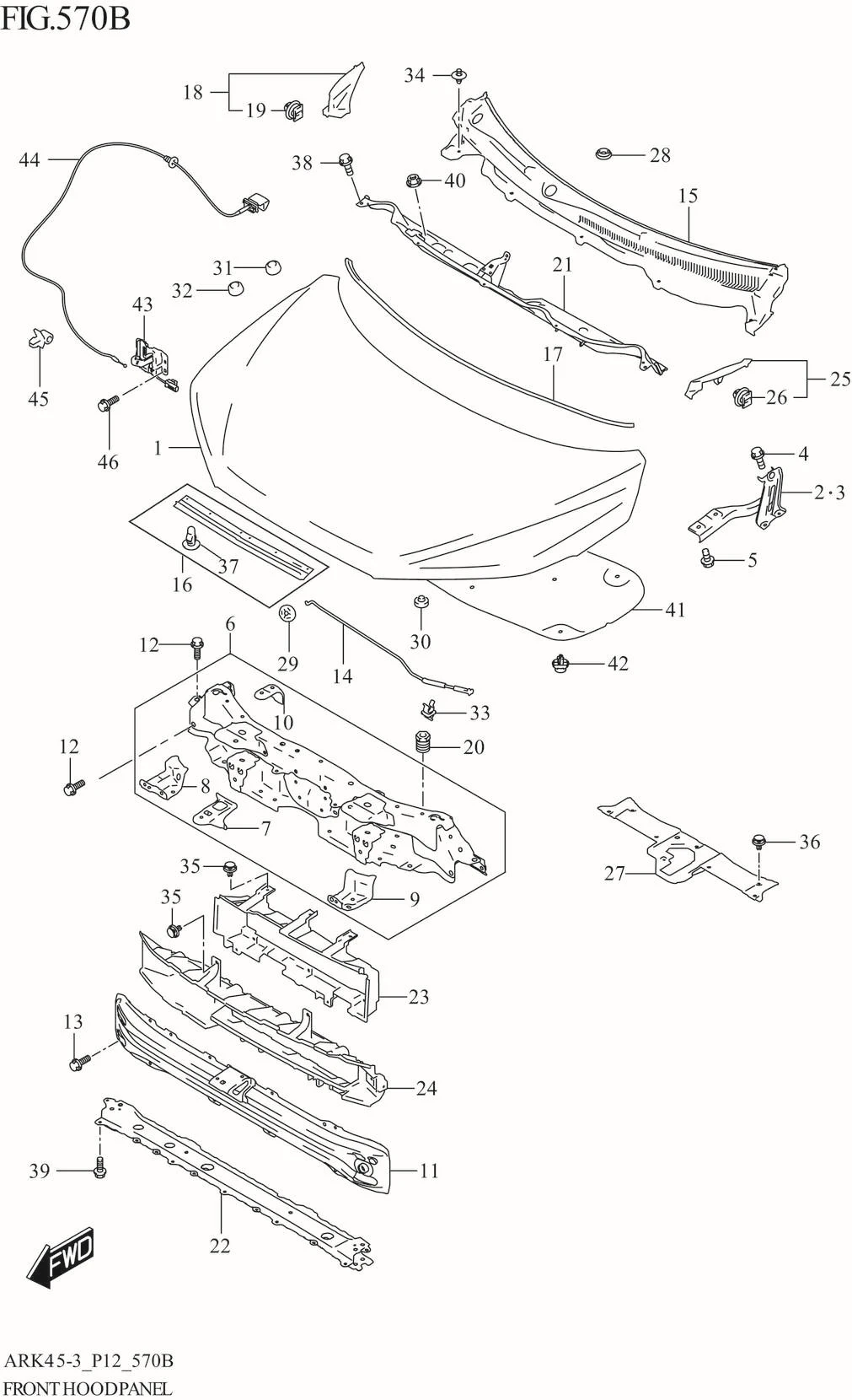 FIG. 570B FRONT HOOD PANEL (XL7)