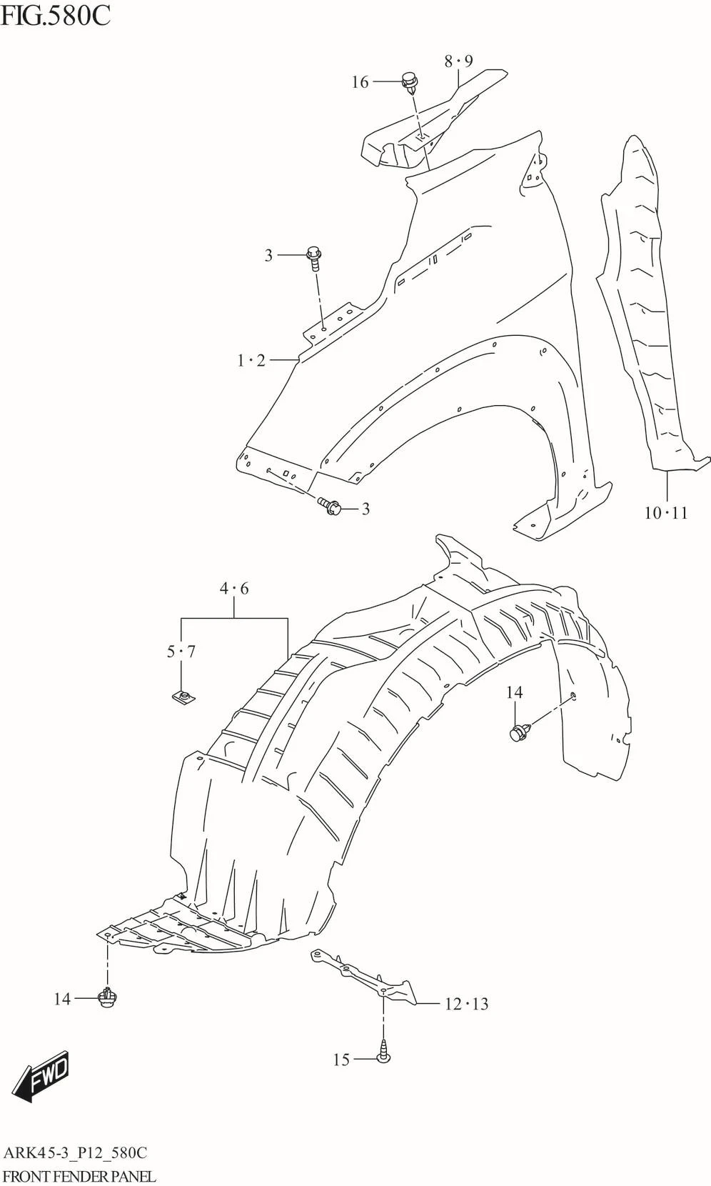 FIG. 580C FRONT FENDER PANEL (XL7)