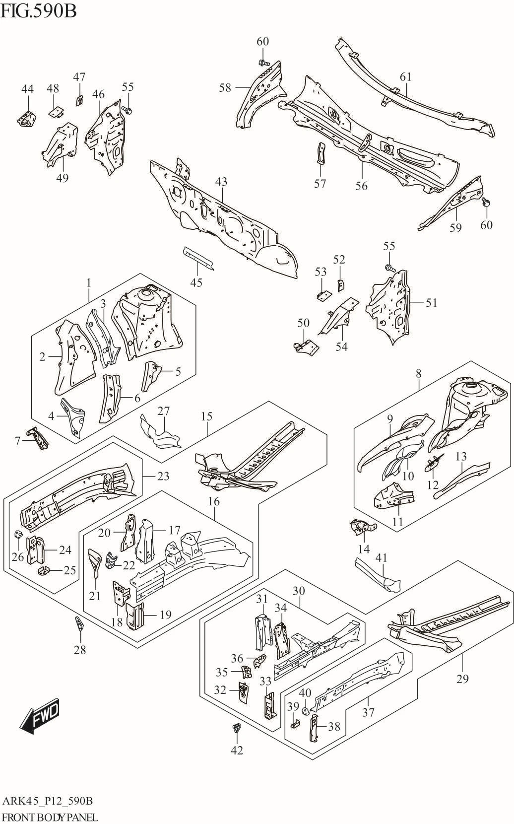 FIG. 590B FRONT BODY PANEL (XL7)