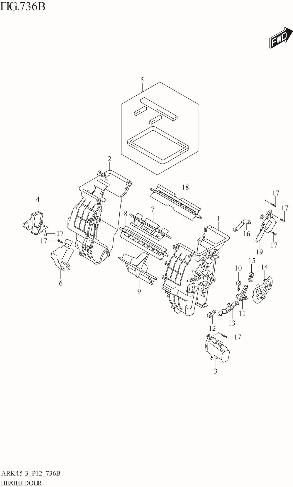 FIG. 736B HEATER DOOR (GL)(SEE NOTE 1)