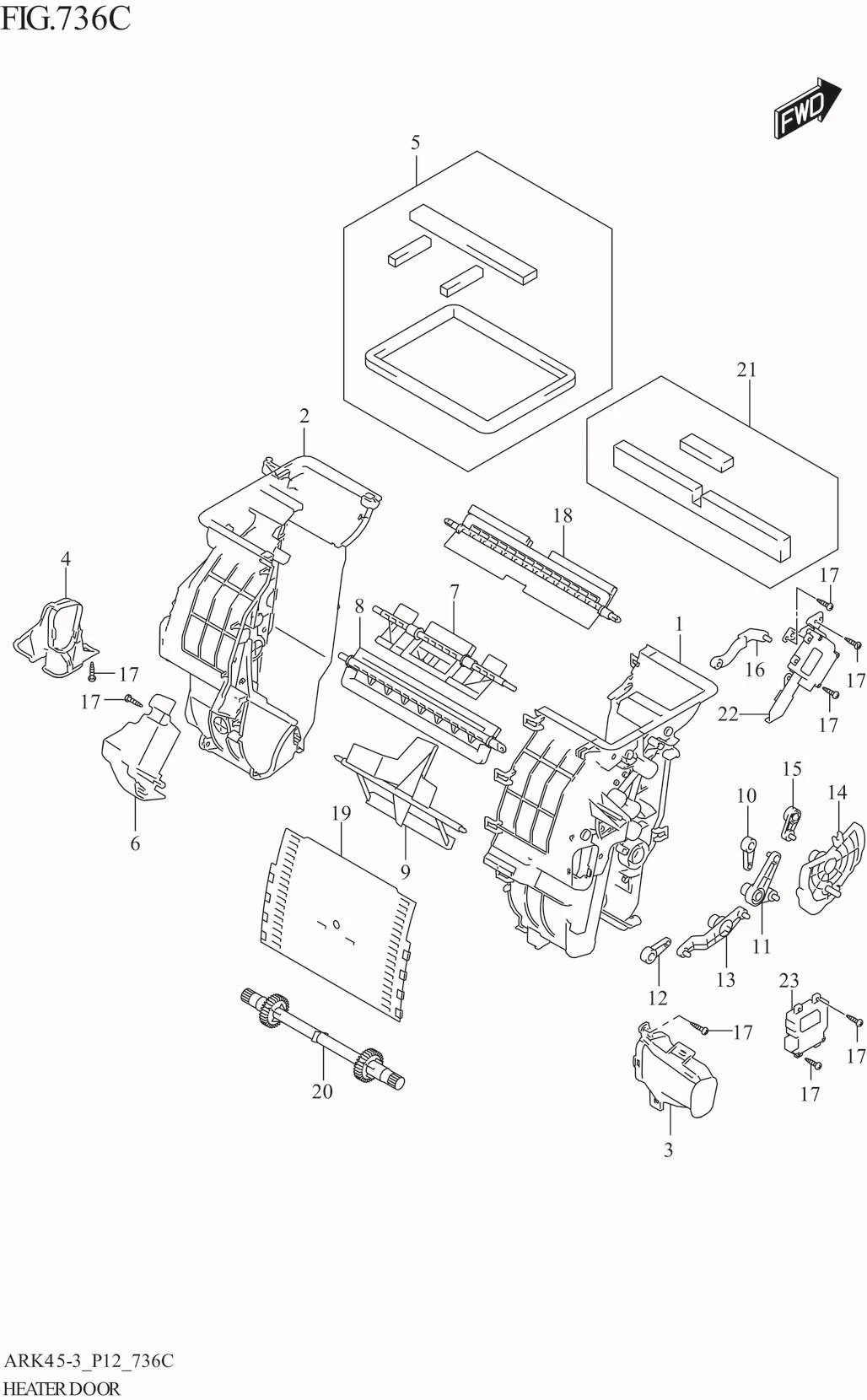FIG. 736C HEATER DOOR (GX,GX_LTD)(SEE NOTE 1)