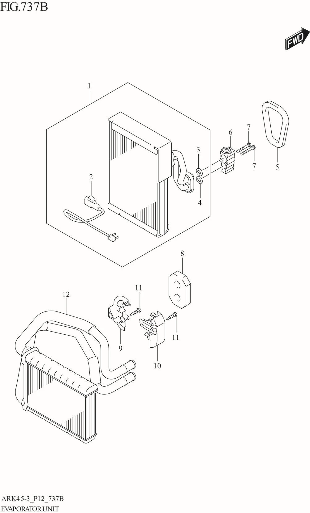 FIG. 737B EVAPORATOR UNIT (GX,GX_LTD)(SEE NOTE 1)