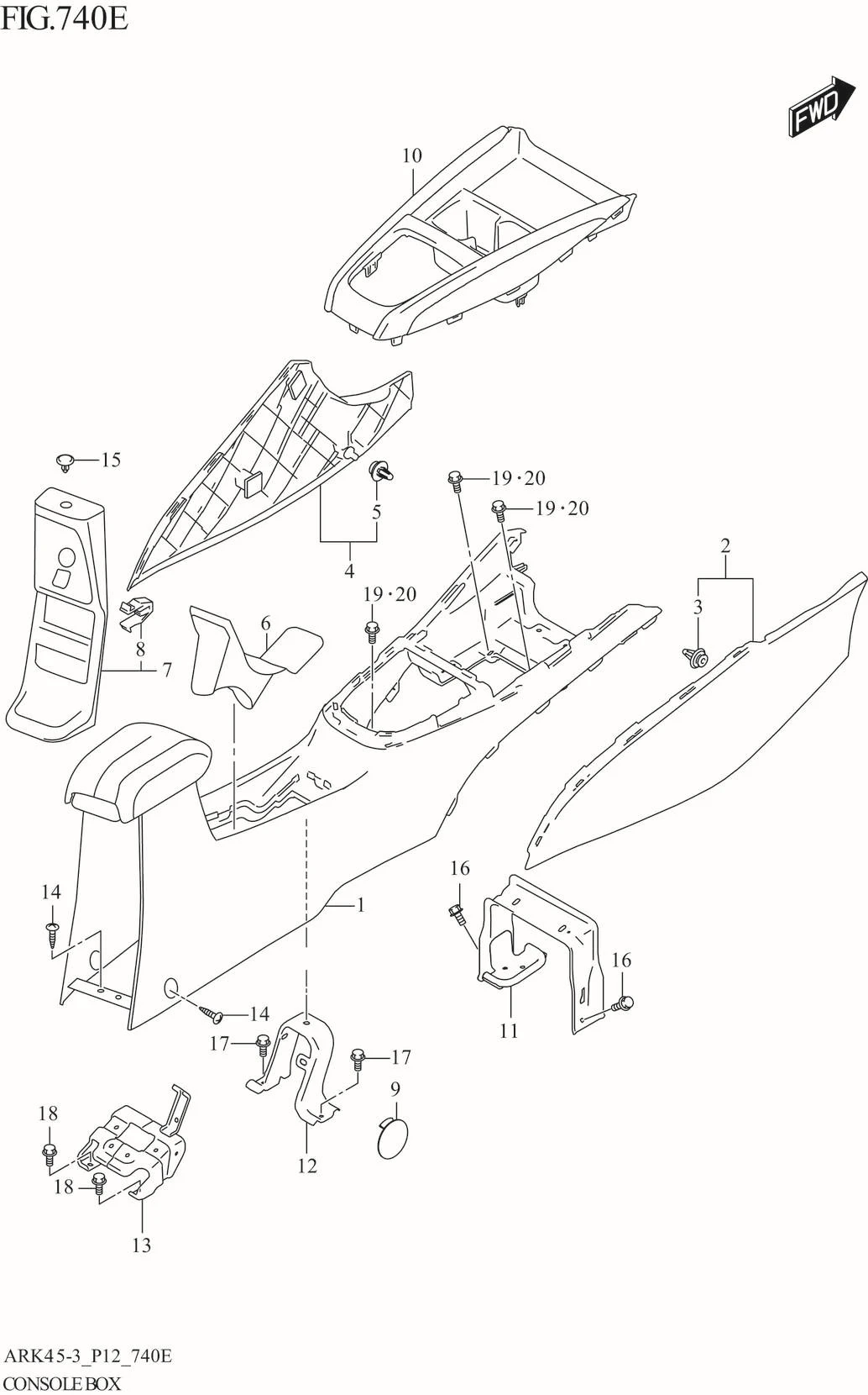 FIG. 740E CONSOLE BOX (XL7:GX)