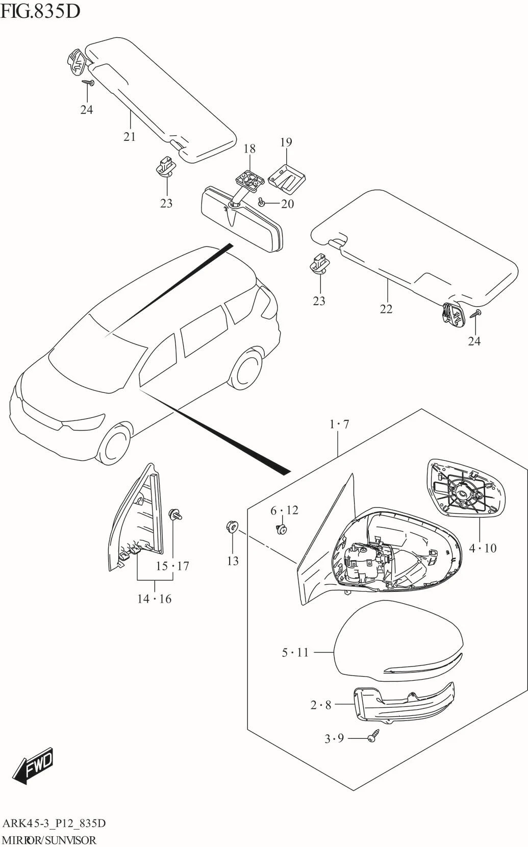 FIG. 835D MIRROR/SUNVISOR (XL7)