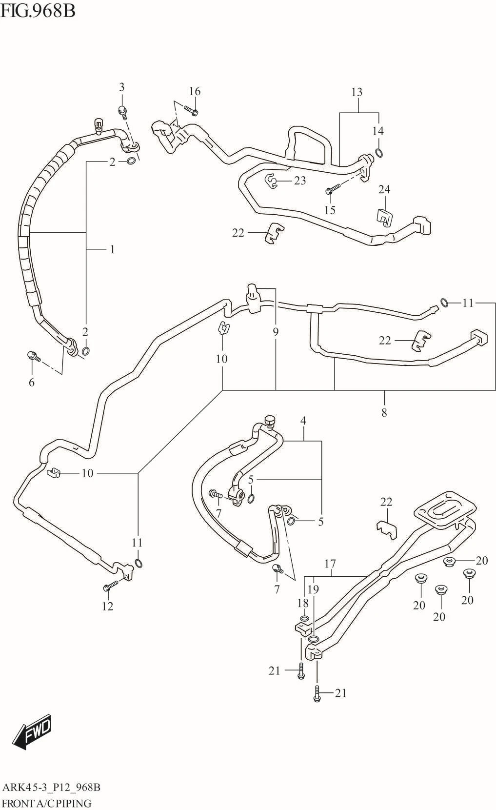 FIG. 968B FRONT A/C PIPING (GL,GX,GX_LTD)