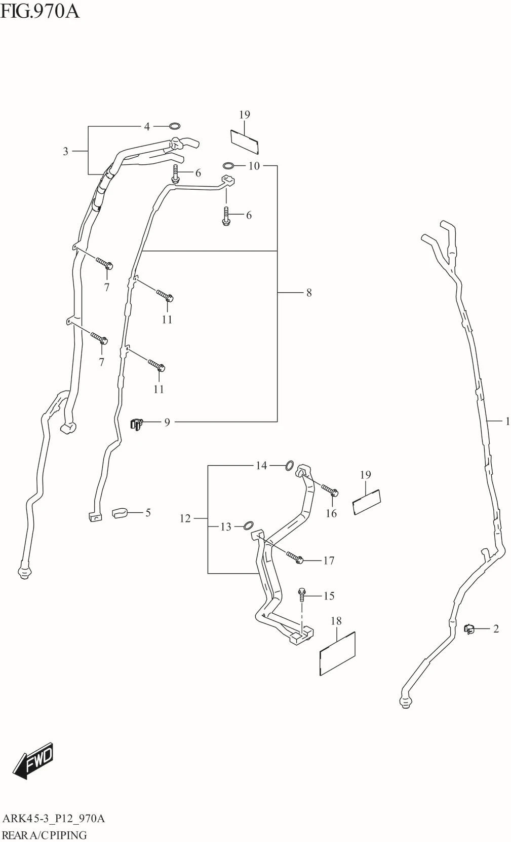 FIG. 970A REAR A/C PIPING (GL,GX,GX_LTD)