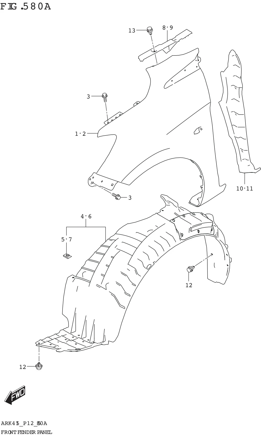 FIG. 580A FRONT FENDER PANEL (GA)