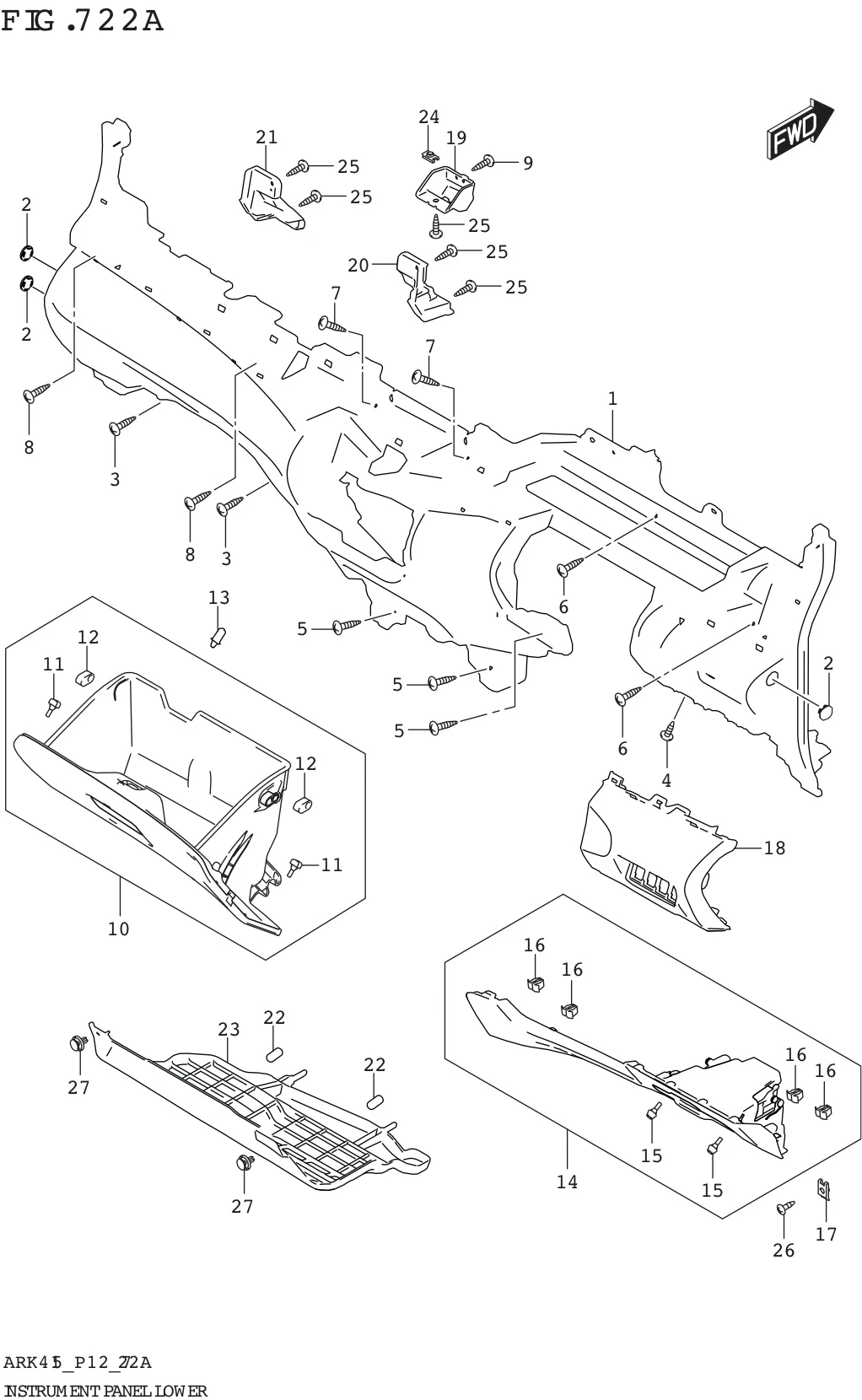 FIG. 722A INSTRUMENT PANEL LOWER (GA,GL)