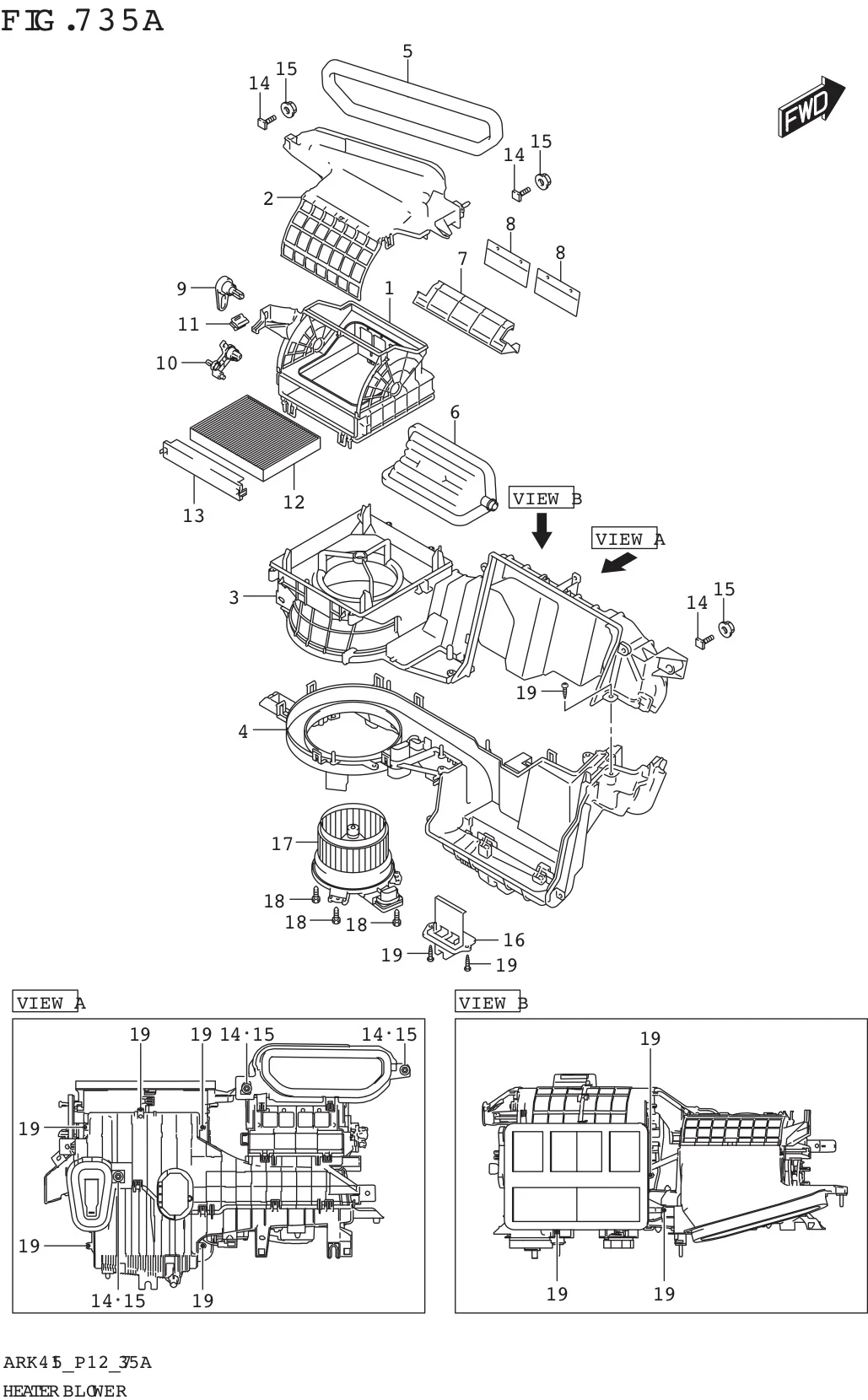 FIG. 735A HEATER BLOWER (GA:SEE NOTE)
