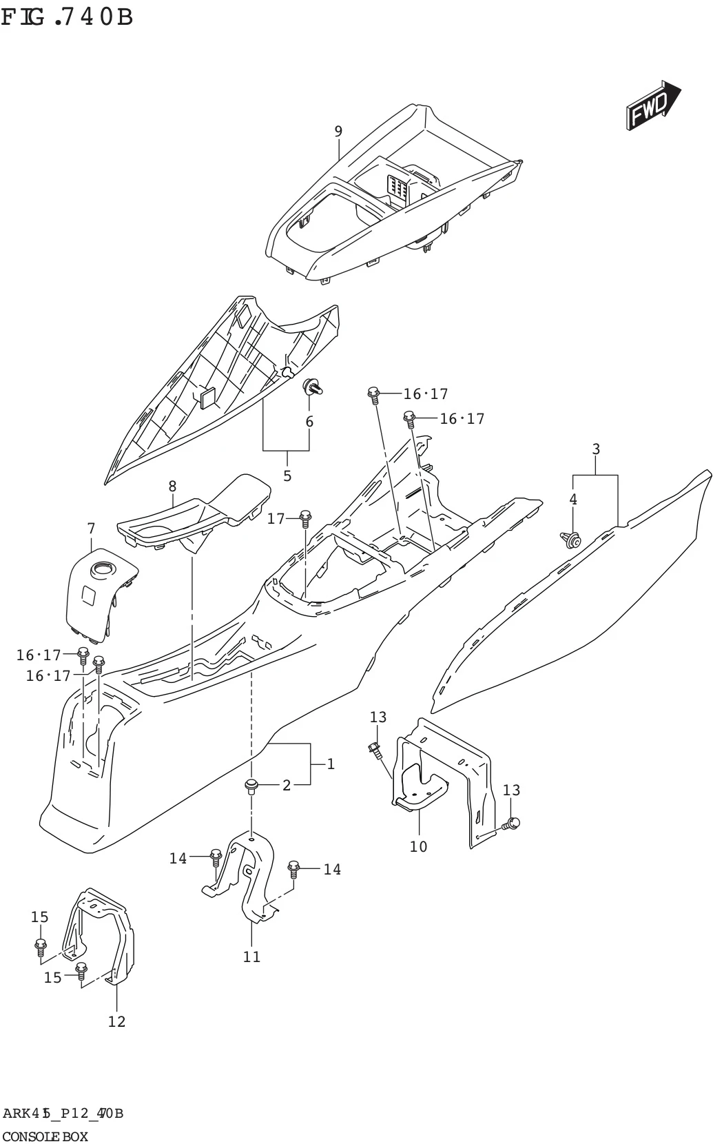 FIG. 740B CONSOLE BOX (GL,GX)