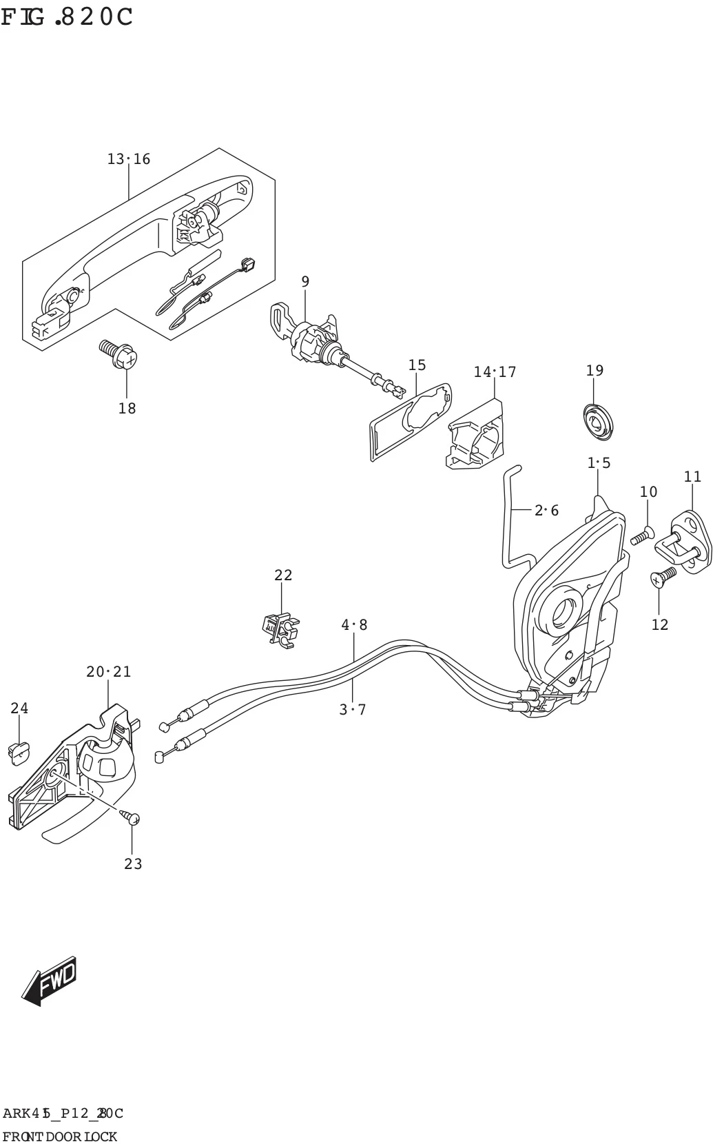 FIG. 820C FRONT DOOR LOCK (GX)