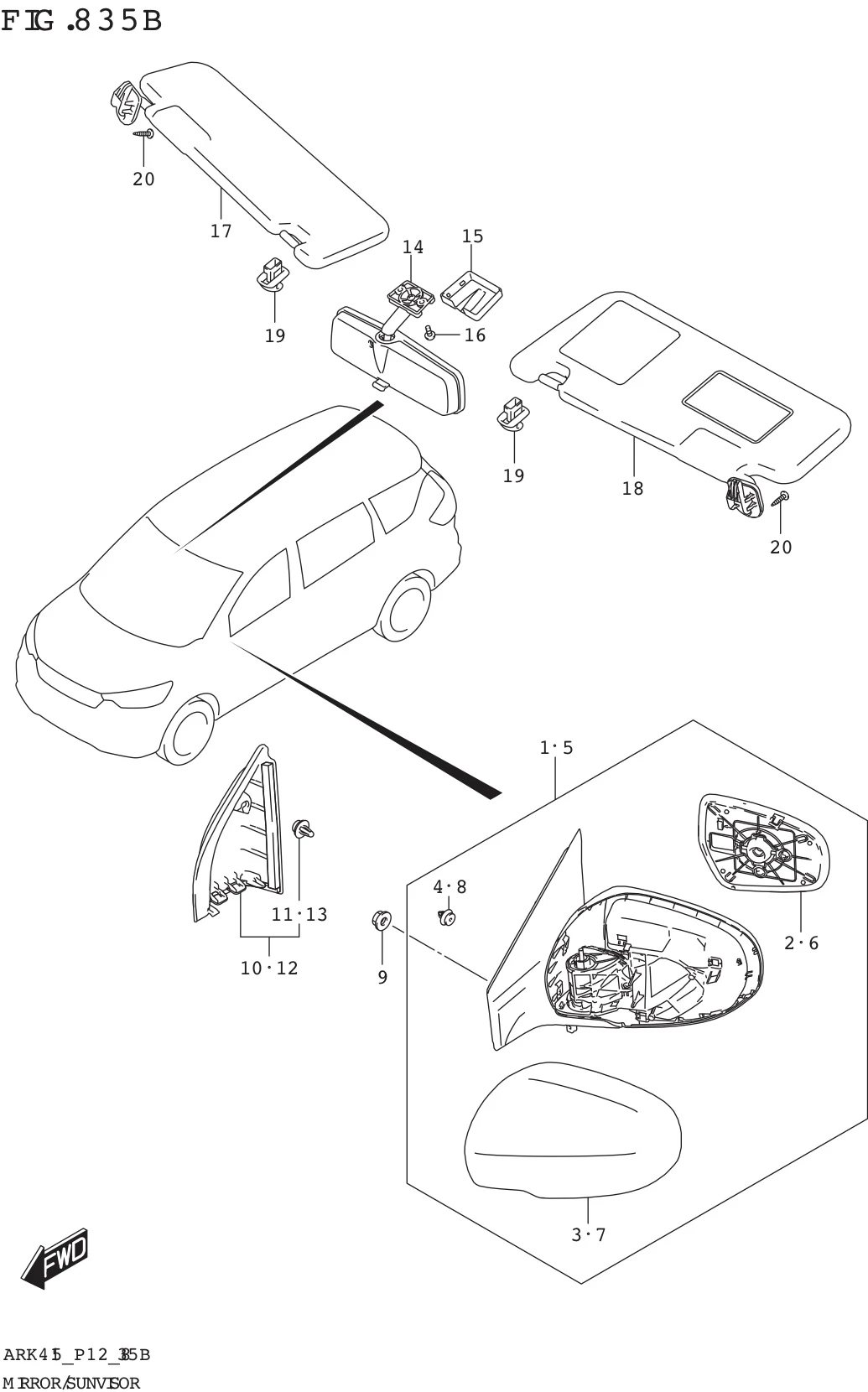 FIG. 835B MIRROR/SUNVISOR (GL)