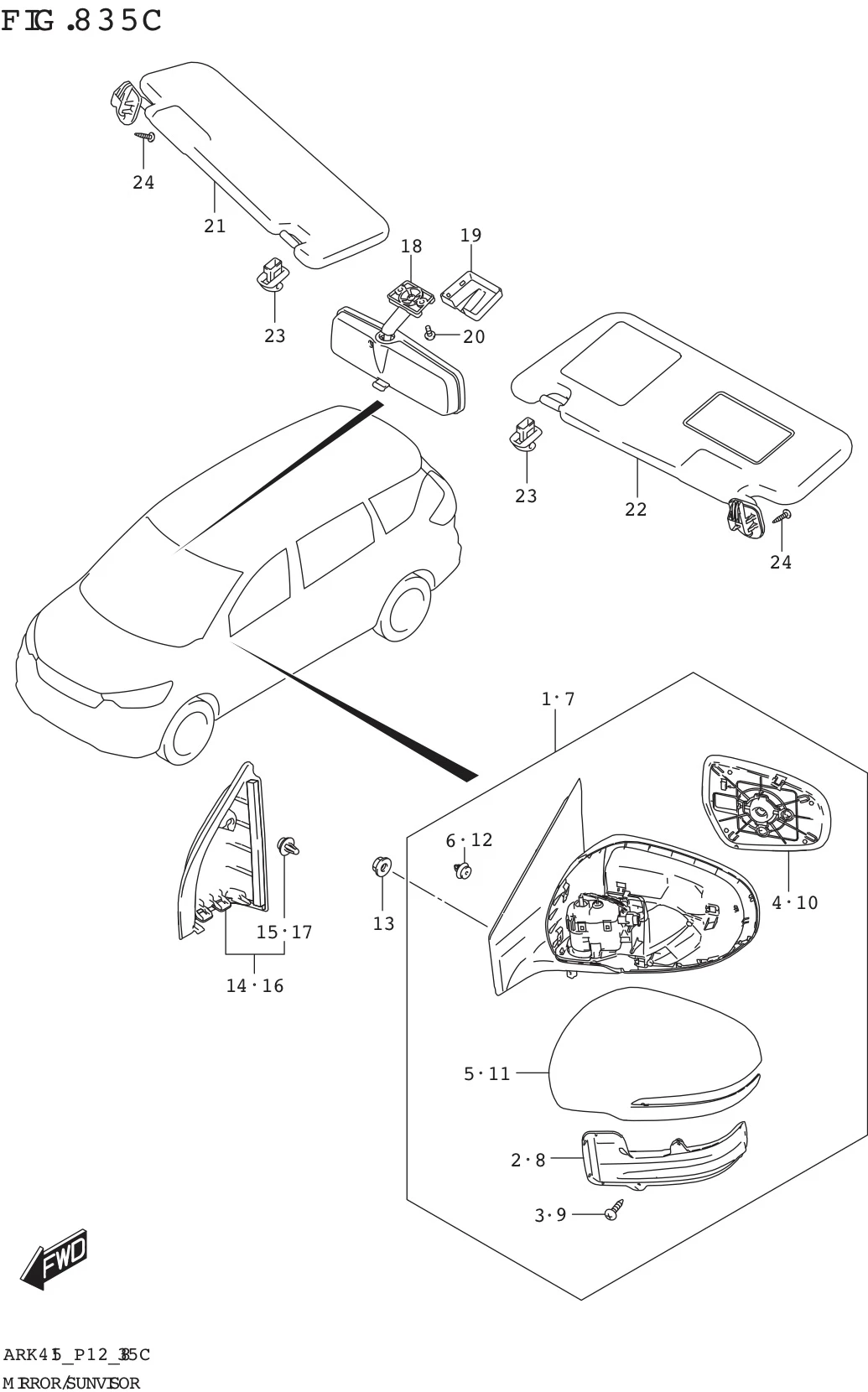 FIG. 835C MIRROR/SUNVISOR (GX)