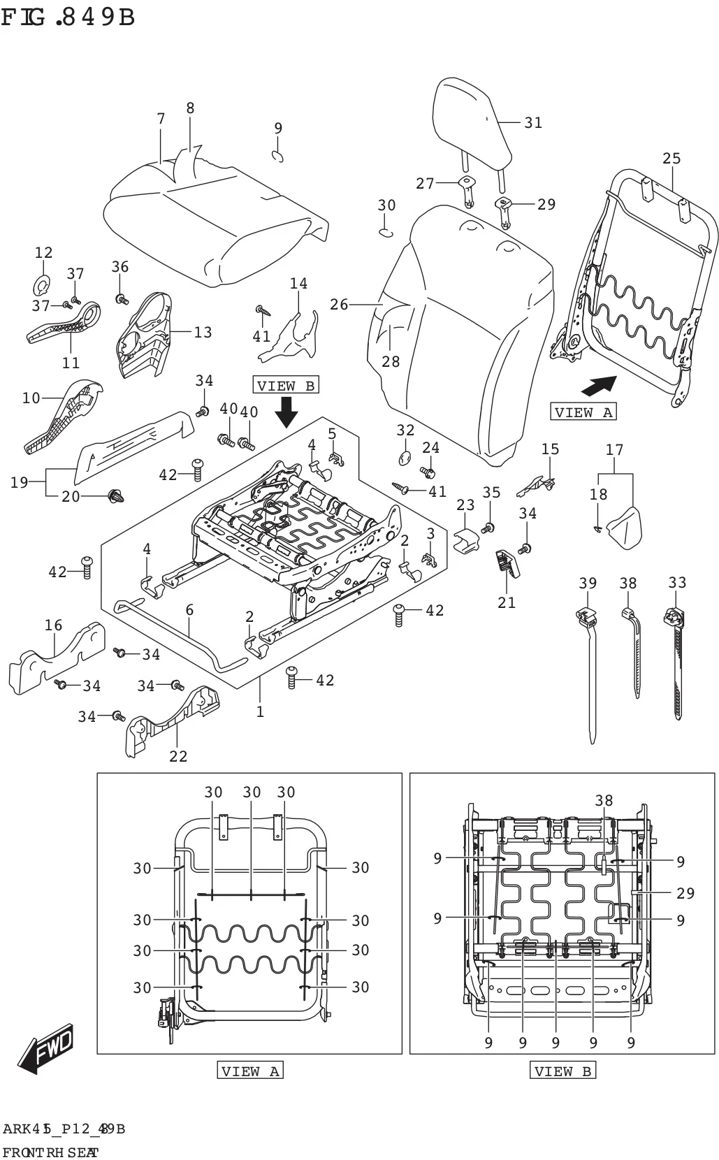 FIG. 849B FRONT RH SEAT (GX)