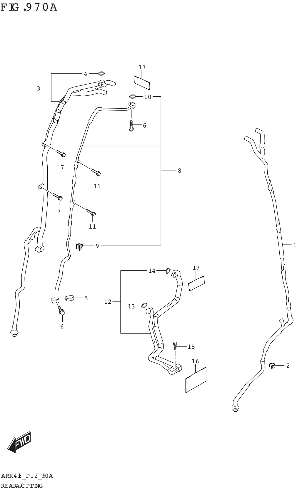 FIG. 970A REAR A/C PIPING (GL,GX)