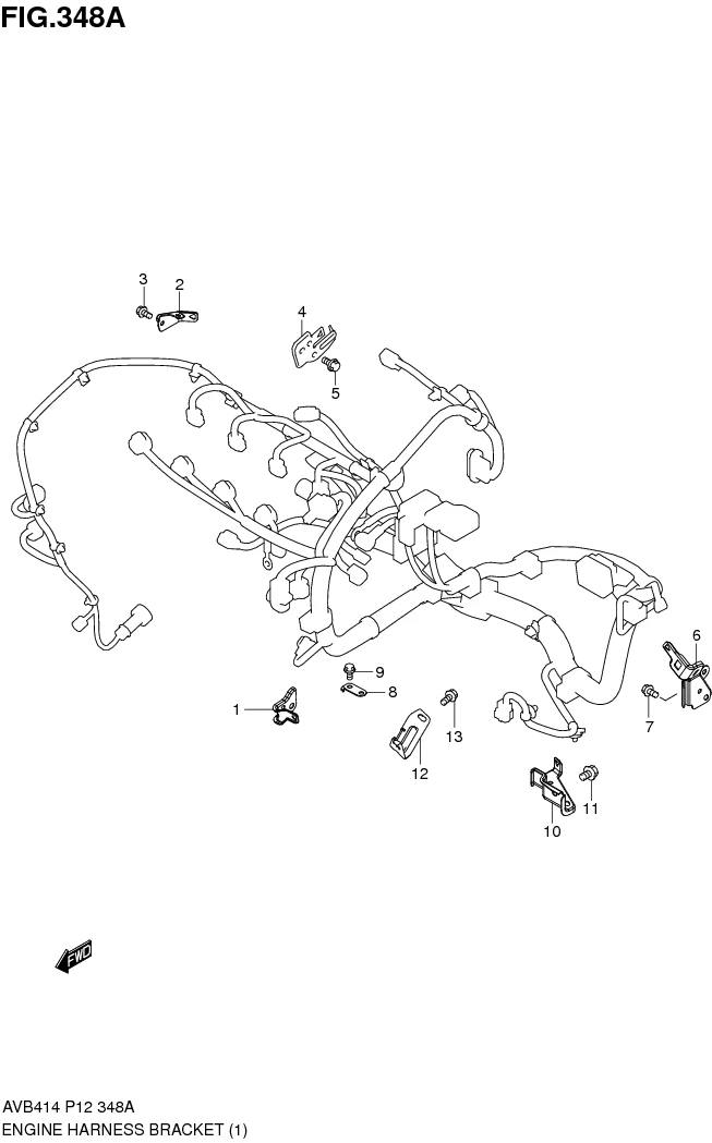FIG.348A ENGINE HARNESS BRACKET (5MT) 