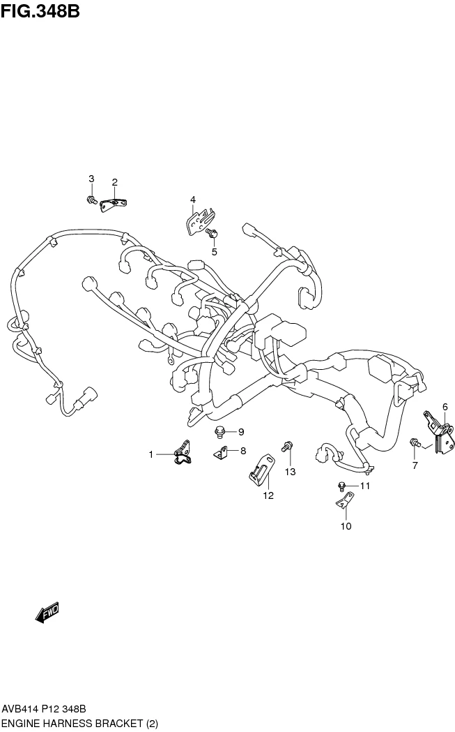 FIG.348B ENGINE HARNESS BRACKET (4AT) 