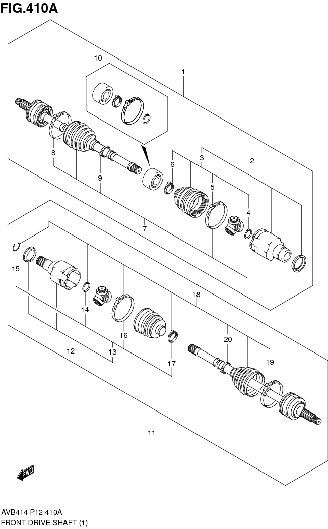 FIG.410A FRONT DRIVE SHAFT (5MT) 