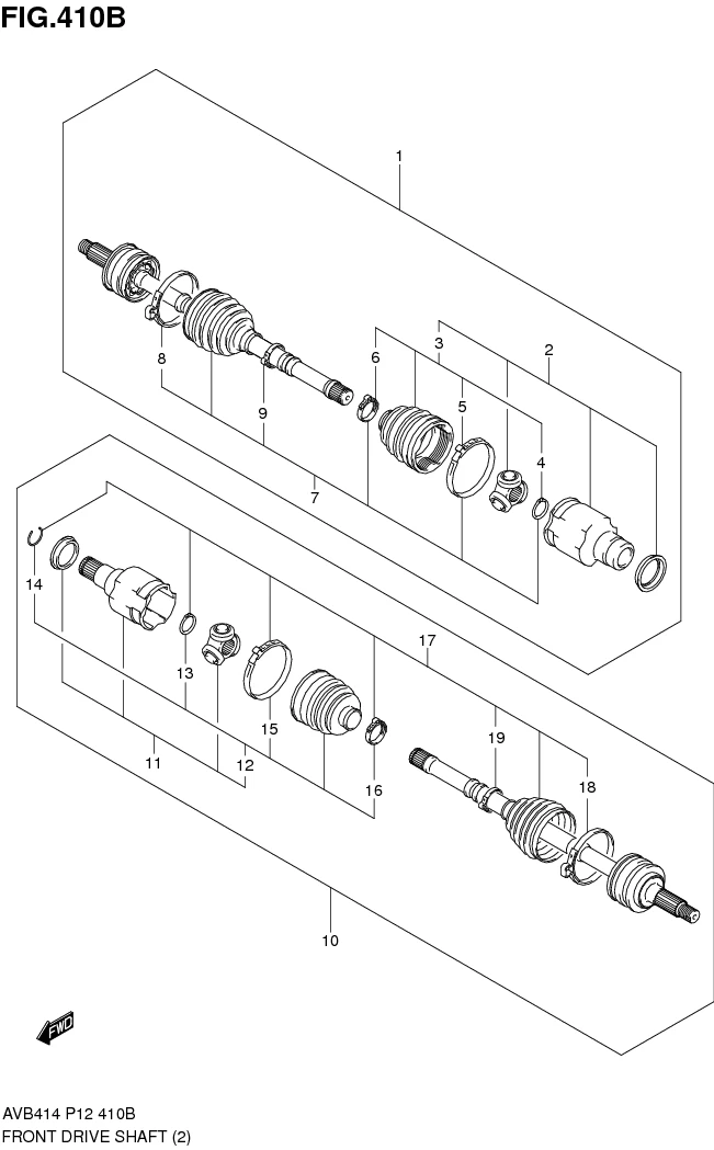 FIG.410B FRONT DRIVE SHAFT (4AT) 