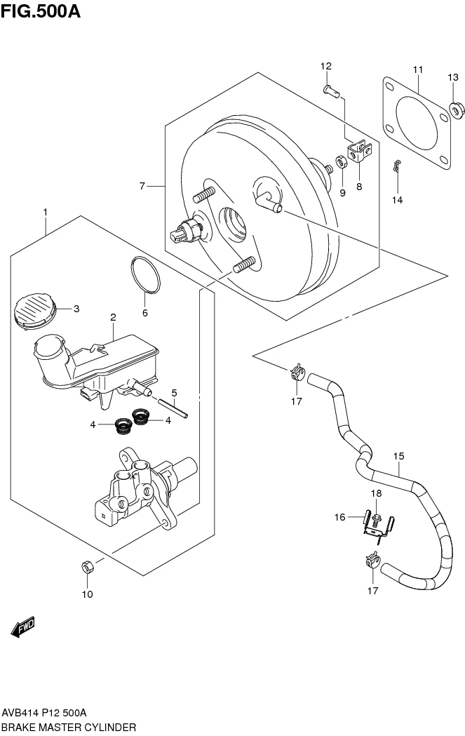 FIG.500A BRAKE MASTER CYLINDER 