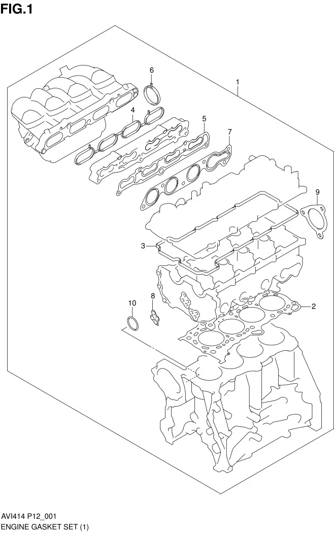 FIG.1 ENGINE GASKET SET (TYPE 1,TYPE 2)