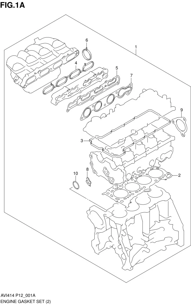 FIG.1A ENGINE GASKET SET (TYPE 3)