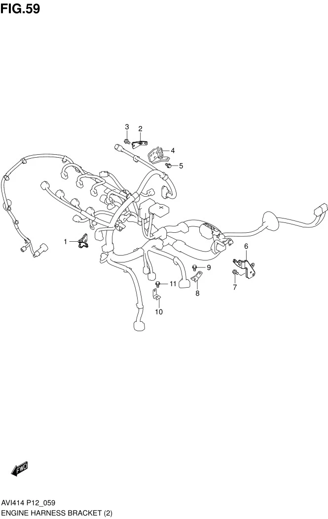 FIG.59 ENGINE HARNESS BRACKET (AT)