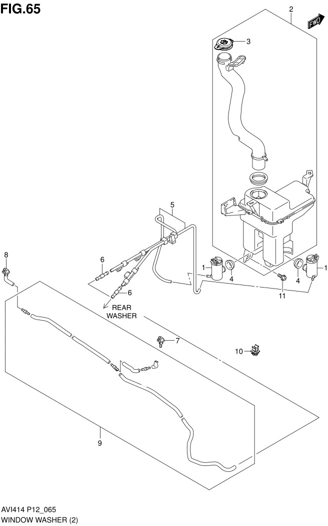 FIG.65 WINDOW WASHER (TYPE 1, TYPE 2 : GL, GX ; TYPE 3 : GA, GL, GX